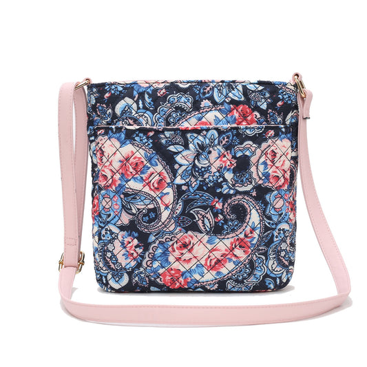 (blush mauve)Lainey Quilted Botanical Pattern Crossbody by Mia k - BagNook