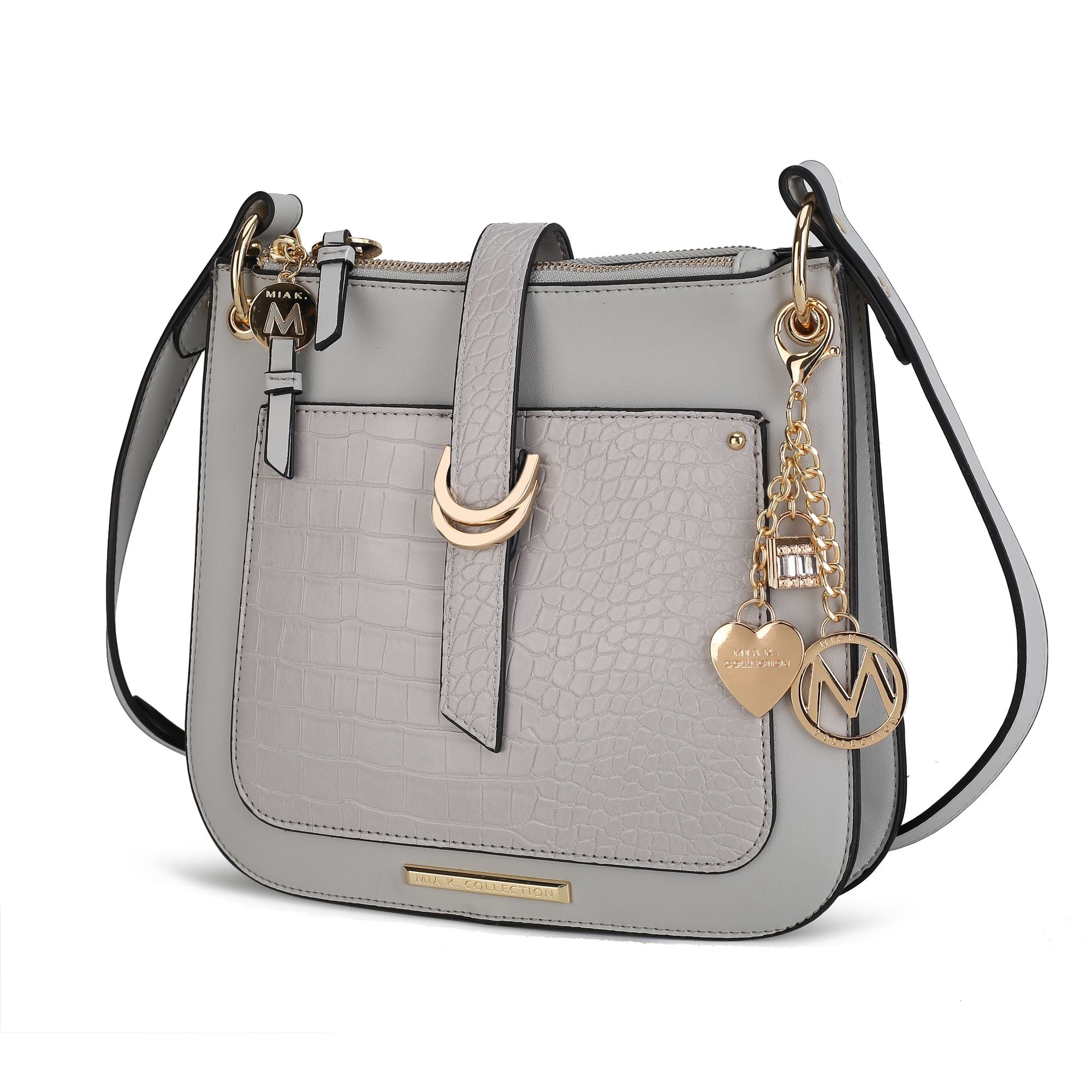 (gray)Kiltienne Crossbody Handbag Vegan Leather by Mia K - BagNook