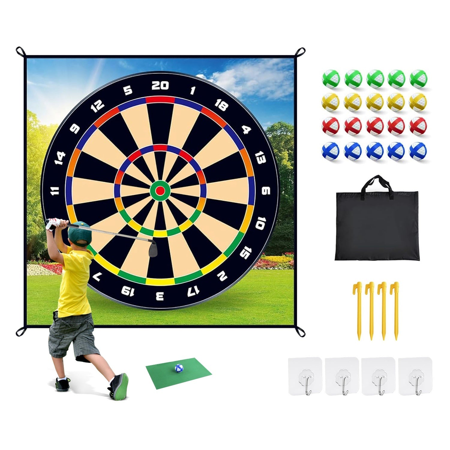 Golf Chipping Dart Game Mat Set with Carry Bag - BagNook