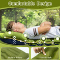Load image into Gallery viewer, (2-green) Green inflatable camping mattress with a foot pump on a white background - bagNook
