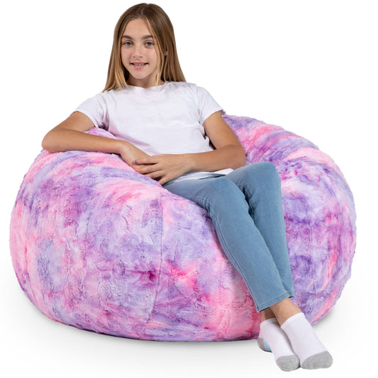 Jaxx Saxx 3 ft Bean Bag Chair - Faux Fur - Unicorn Pink - BagNook