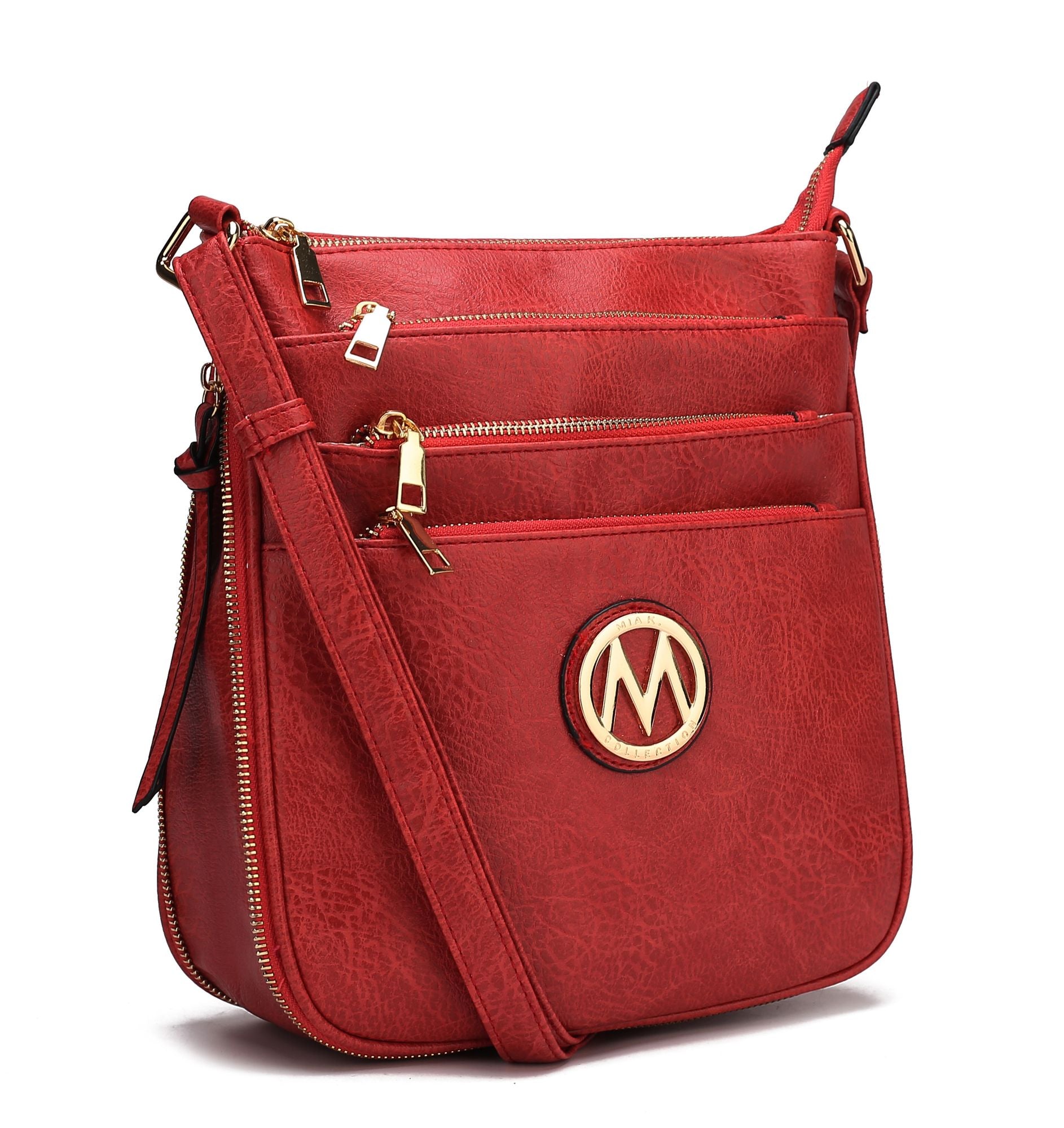 (red)Salome Multi Compartment Crossbody by Mia K - BagNook