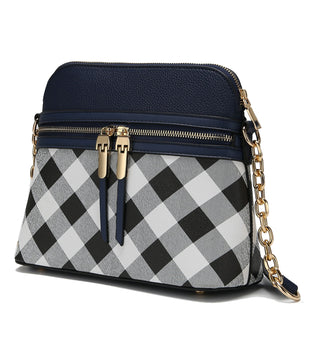 (navy)Suki Checkered Crossbody Handbag by Mia K - BagNook