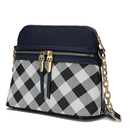 (navy)Suki Checkered Crossbody Handbag by Mia K - BagNook