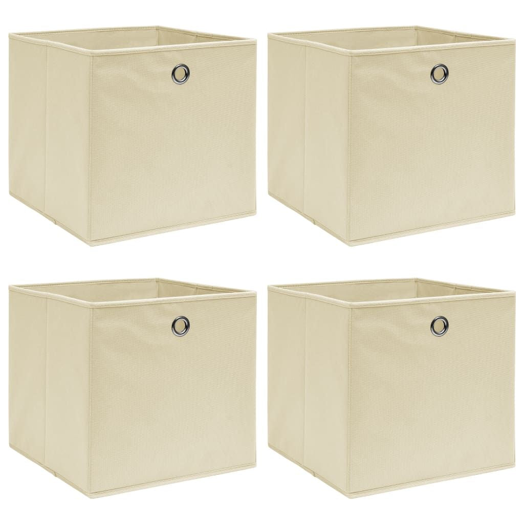 Storage Boxes 4pc 12.6"x12.6"x12.6" Fabric - Cream - BagNook