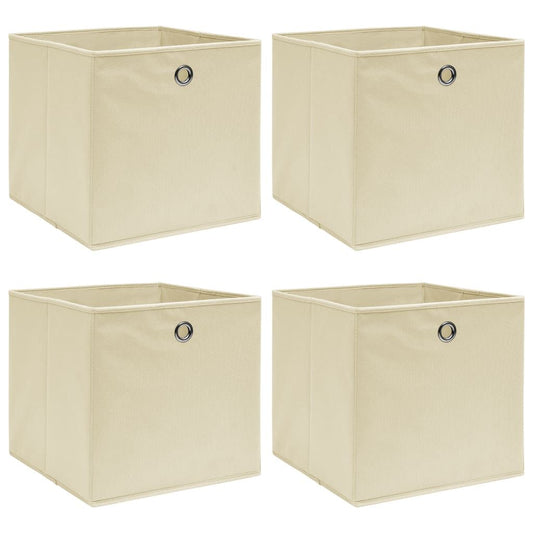 Storage Boxes 4pc 12.6"x12.6"x12.6" Fabric - Cream - BagNook