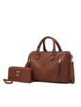 Load image into Gallery viewer, (brown)Lara Vegan Leather Satchel with Wallet by Mia k - BagNook
