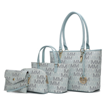 (light blue)Alexy M Signature 4pc Tote Set by Mia k - BagNook