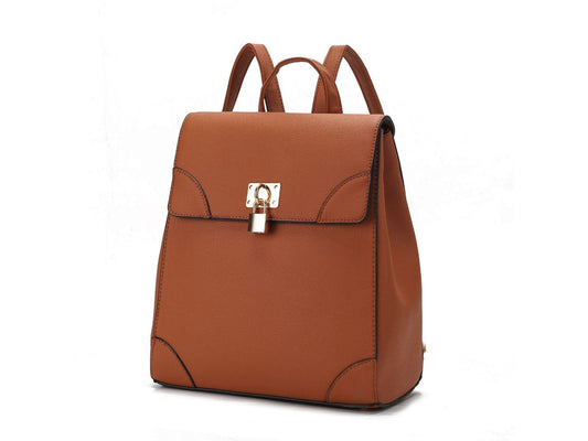 (brown)Sansa Vegan Leather Backpack by Mia k - BagNook