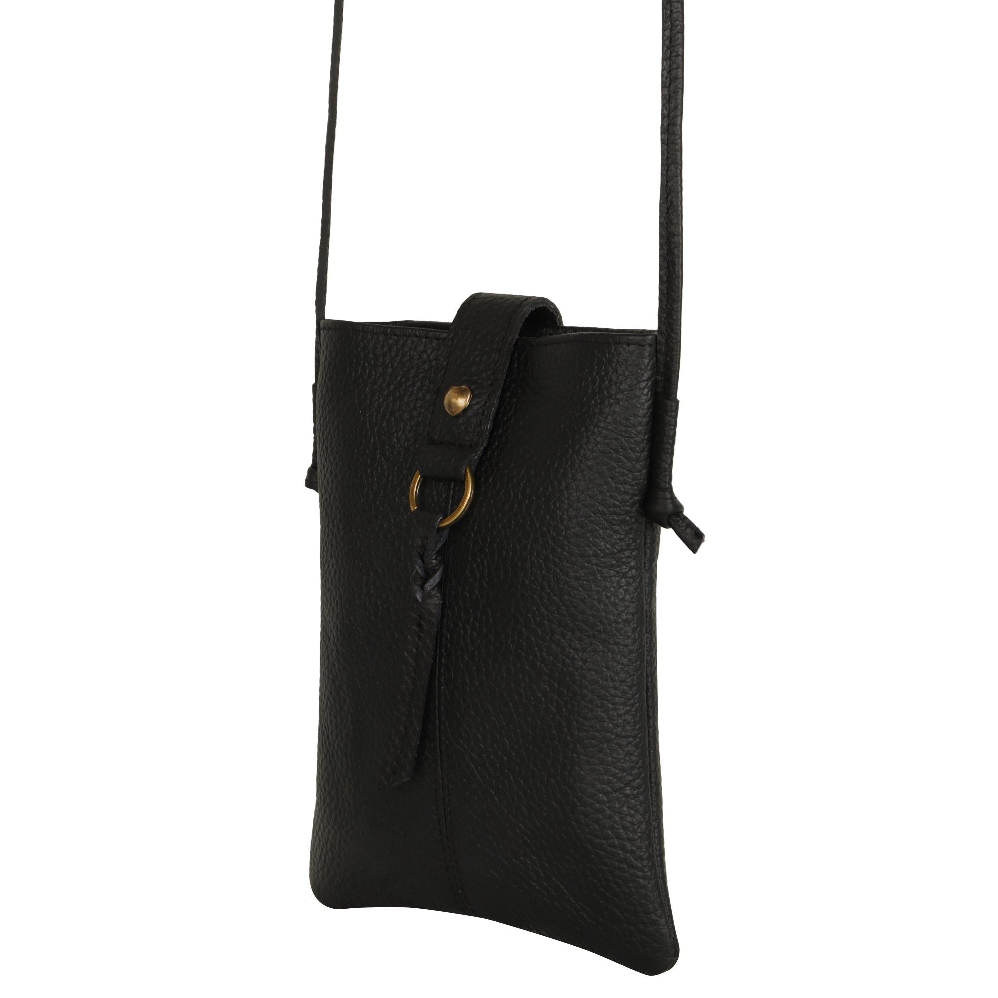 Jennie Small Crossbody bag w/ slim strap - Black - BagNook