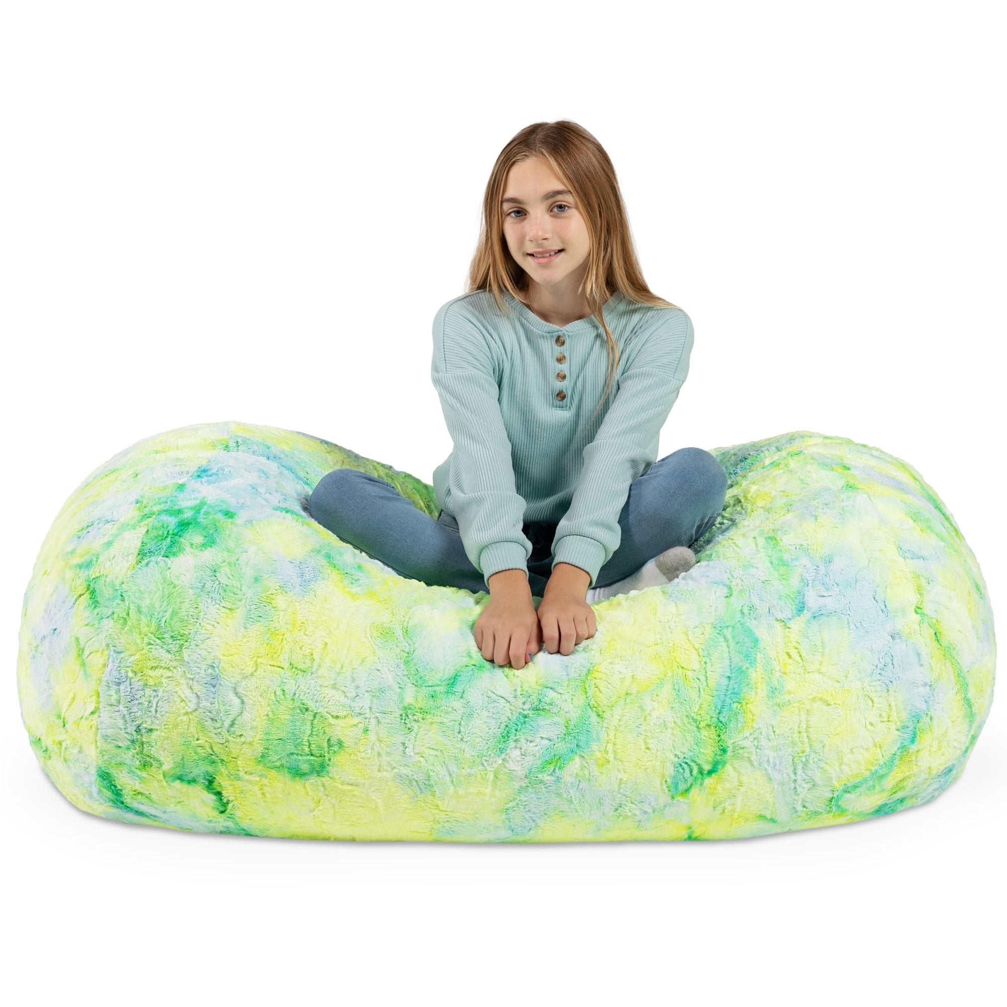 Jaxx Saxx 4 ft Sofa Bean Bag Couch - Faux Fur - Firefly Yellow - BagNook