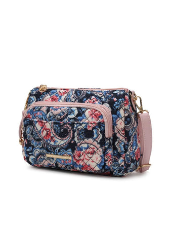 (blush mauve)Rosalie Cotton Botanical Pattern Crossbody by Mia k - BagNook