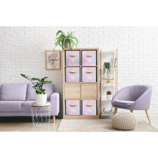 (a-pink)Colorful Cube Storage Bins, 6 Foldable with Handles, 11" Fabric - BagNook