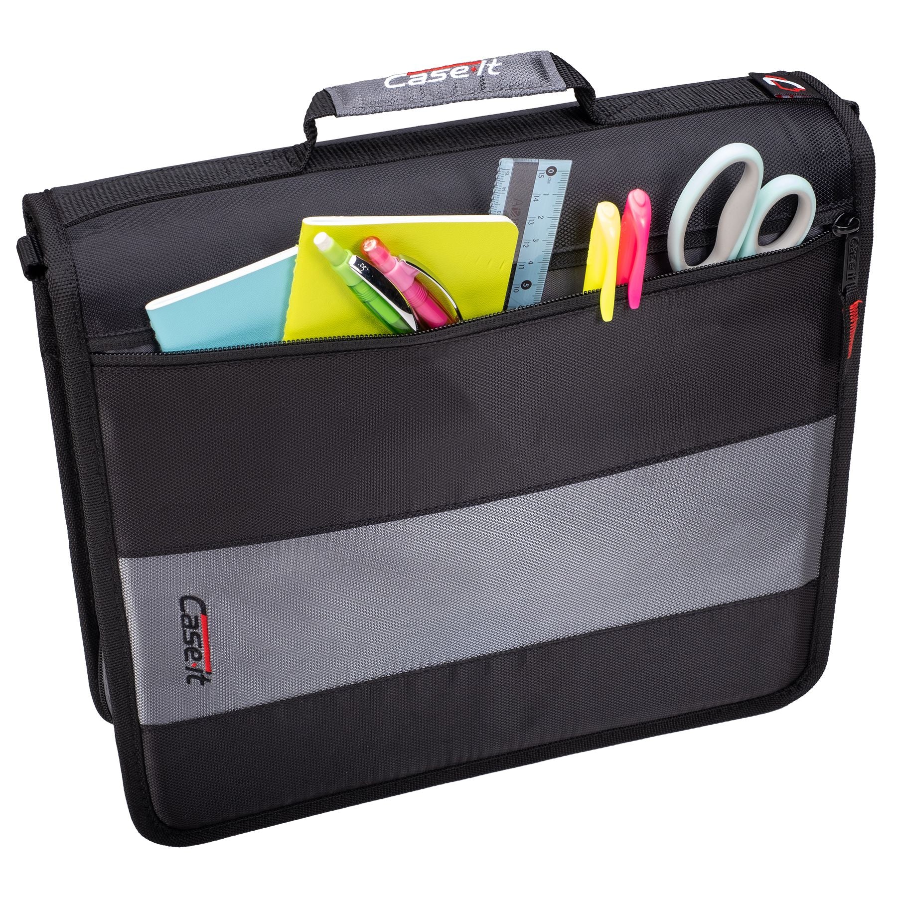 (jet black)The Classic - 2 Inch Zipper Binder w/Shoulder Strap - BagNook