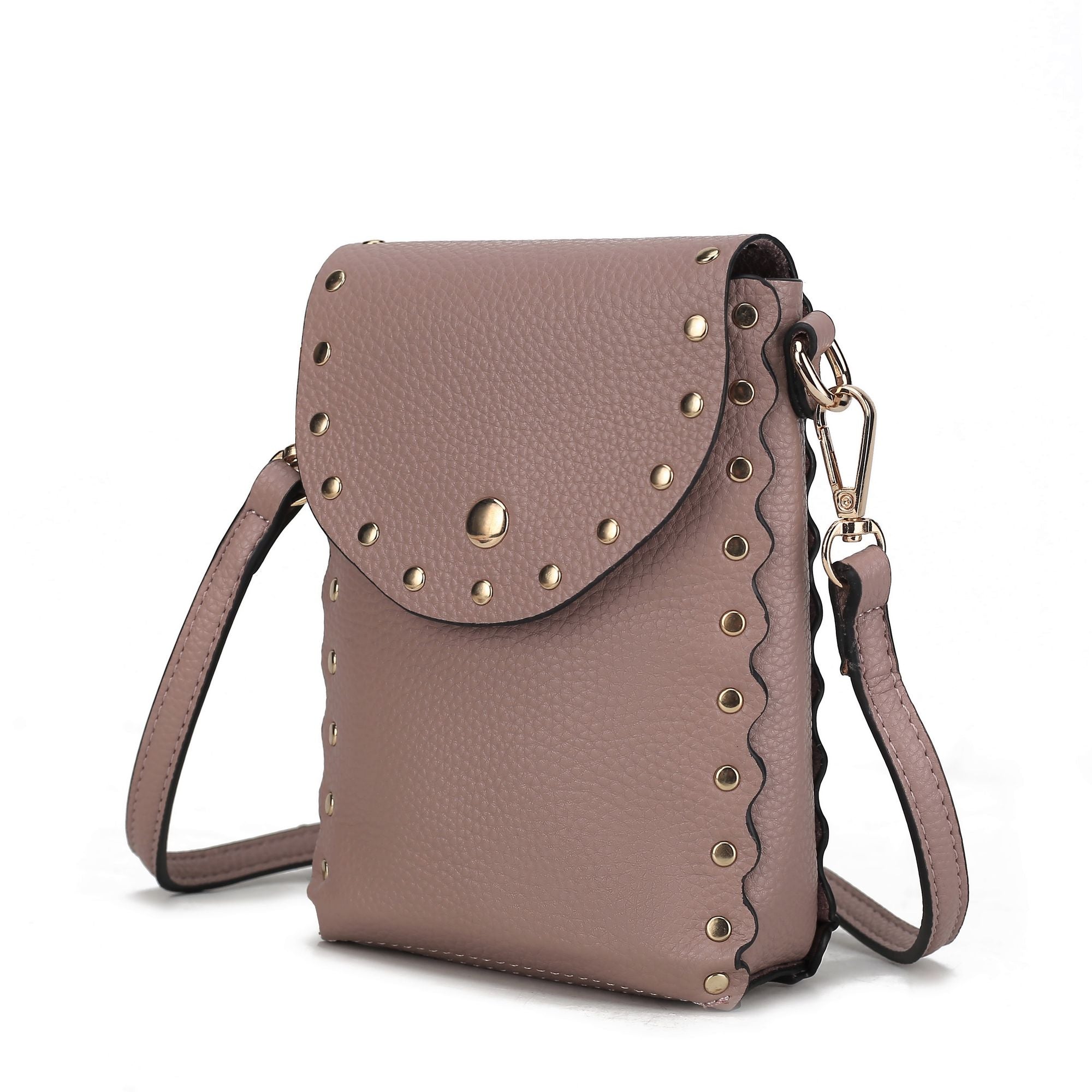 (mauve)Filomena Vegan Leather Crossbody by Mia K - BagNook