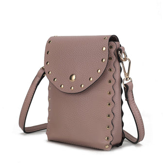 (mauve)Filomena Vegan Leather Crossbody by Mia K - BagNook