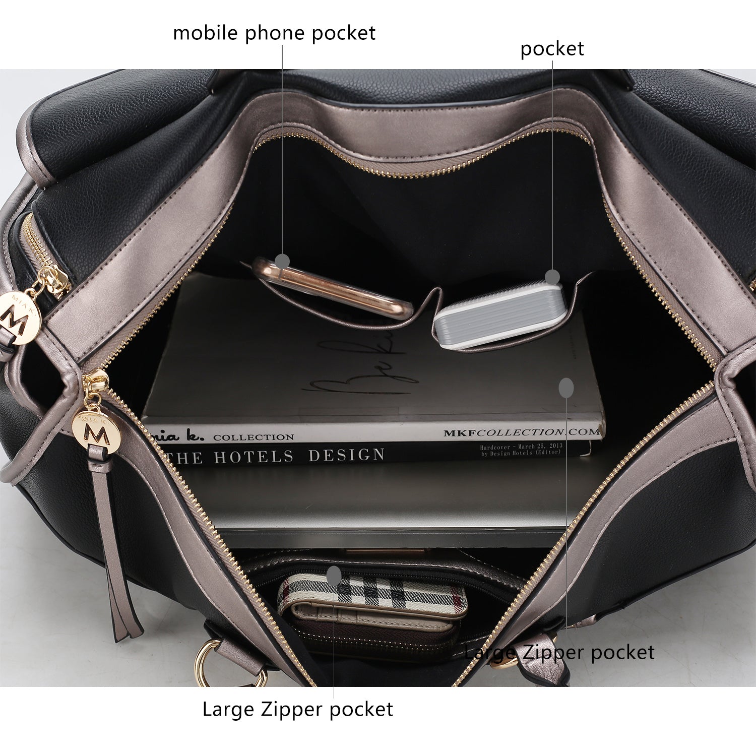 (pewter)Genevieve Duffel Color Block by Mia k - BagNook