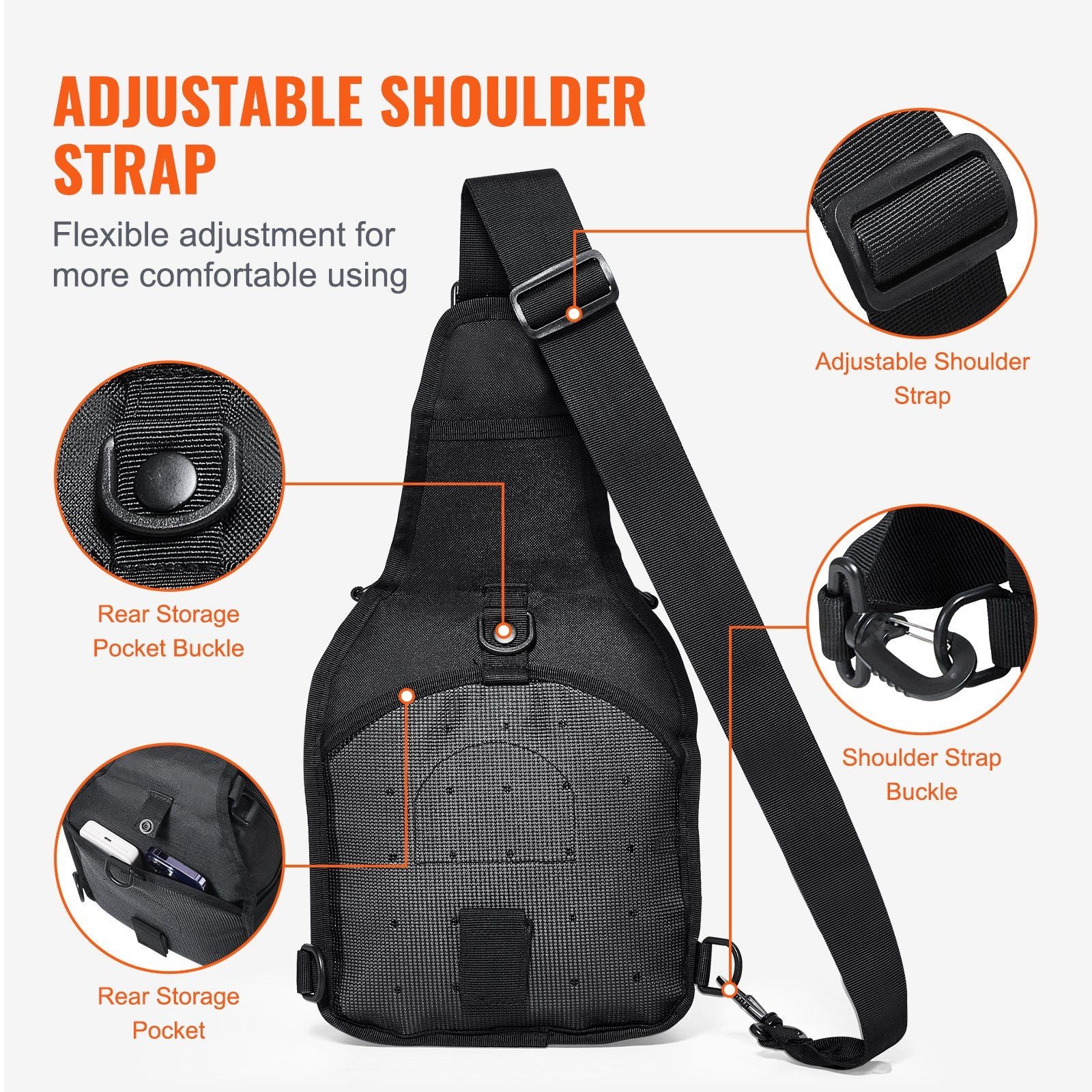 Tactical Sling Bag w/detachable strap - 10L Military Rover - BagNook