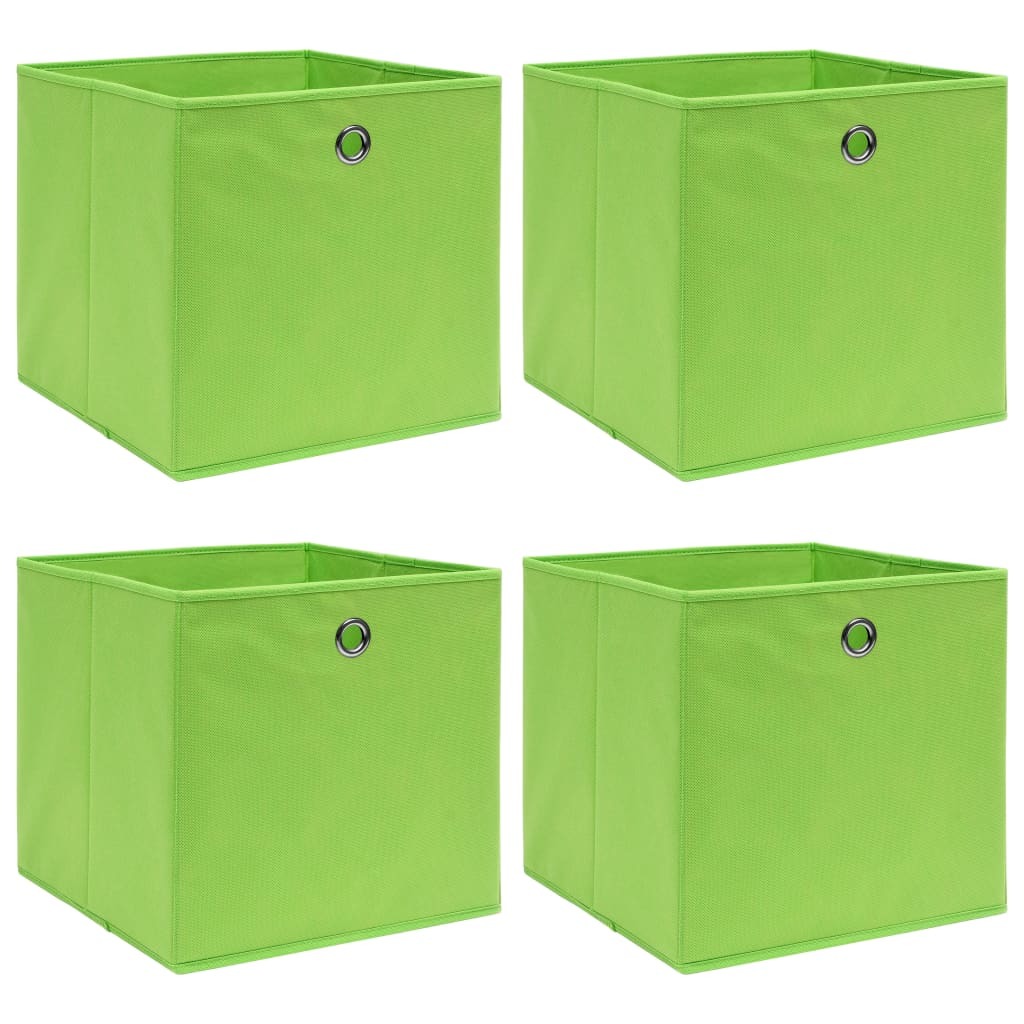 Storage Boxes 4pc 12.6"x12.6"x12.6" Fabric - Green - BagNook