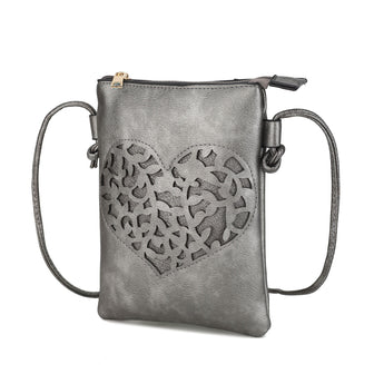 (pewter)Heartly Crossbody Vegan Leather Bag by Mia K - BagNook