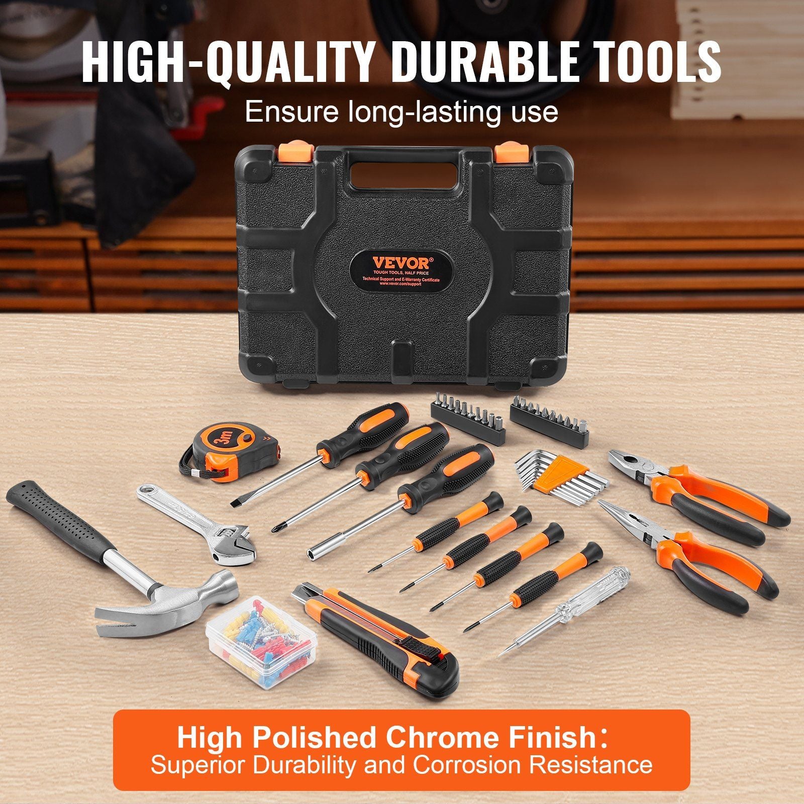 VEVOR 132 Piece General Household DIY Hand Tool Set - BagNook
