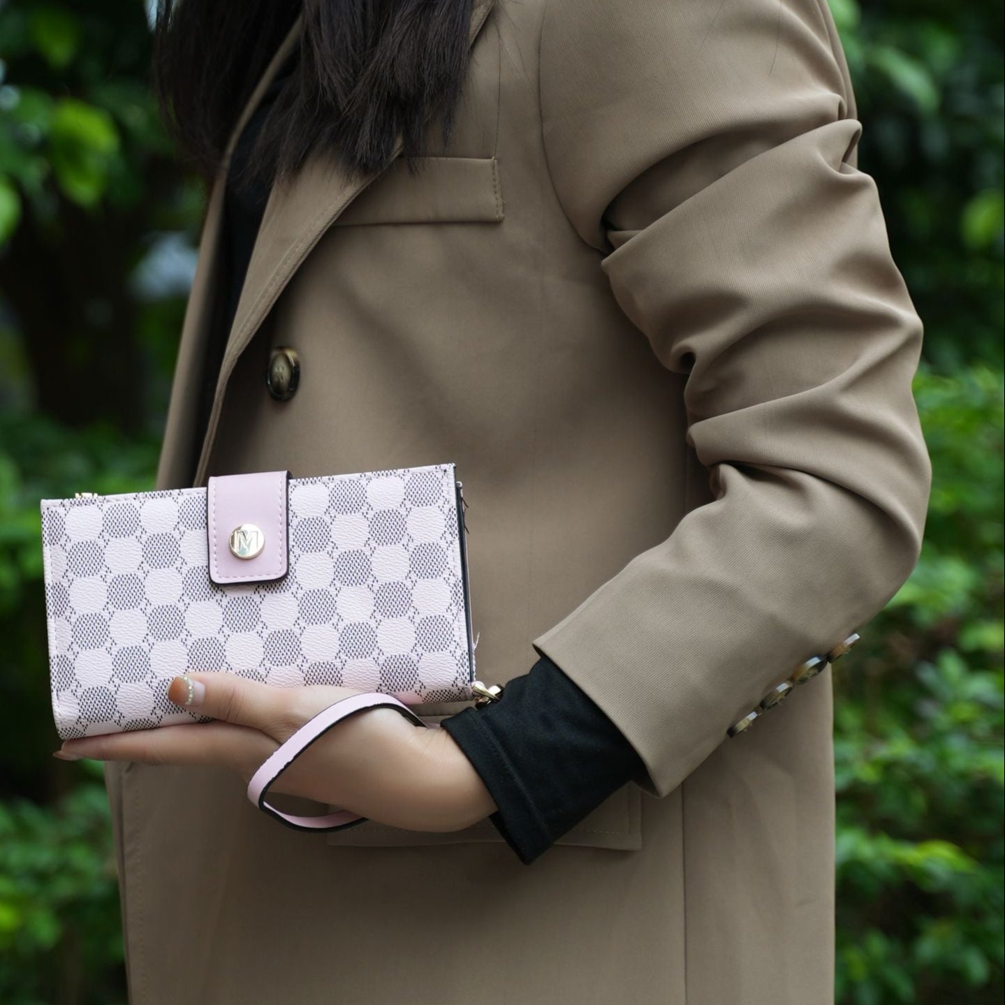 (pink)Solene Circular Print Wristlet Wallet by Mia K - BagNook