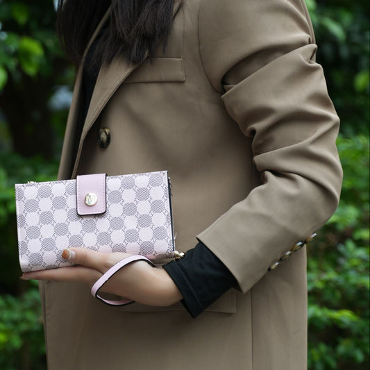 (pink)Solene Circular Print Wristlet Wallet by Mia K - BagNook