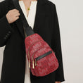Load image into Gallery viewer, (burgundy)Helaena M Logo Printed Vegan Leather Sling Bag by Mia K - BagNook
