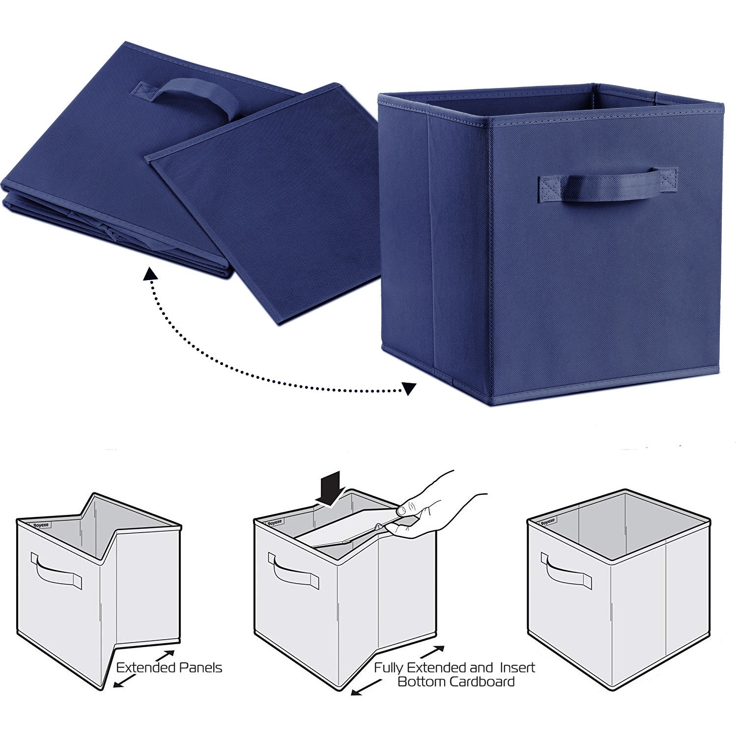 4pc Foldable Cloth Storage Cubes with Handle - Organizer Bins - BagNook