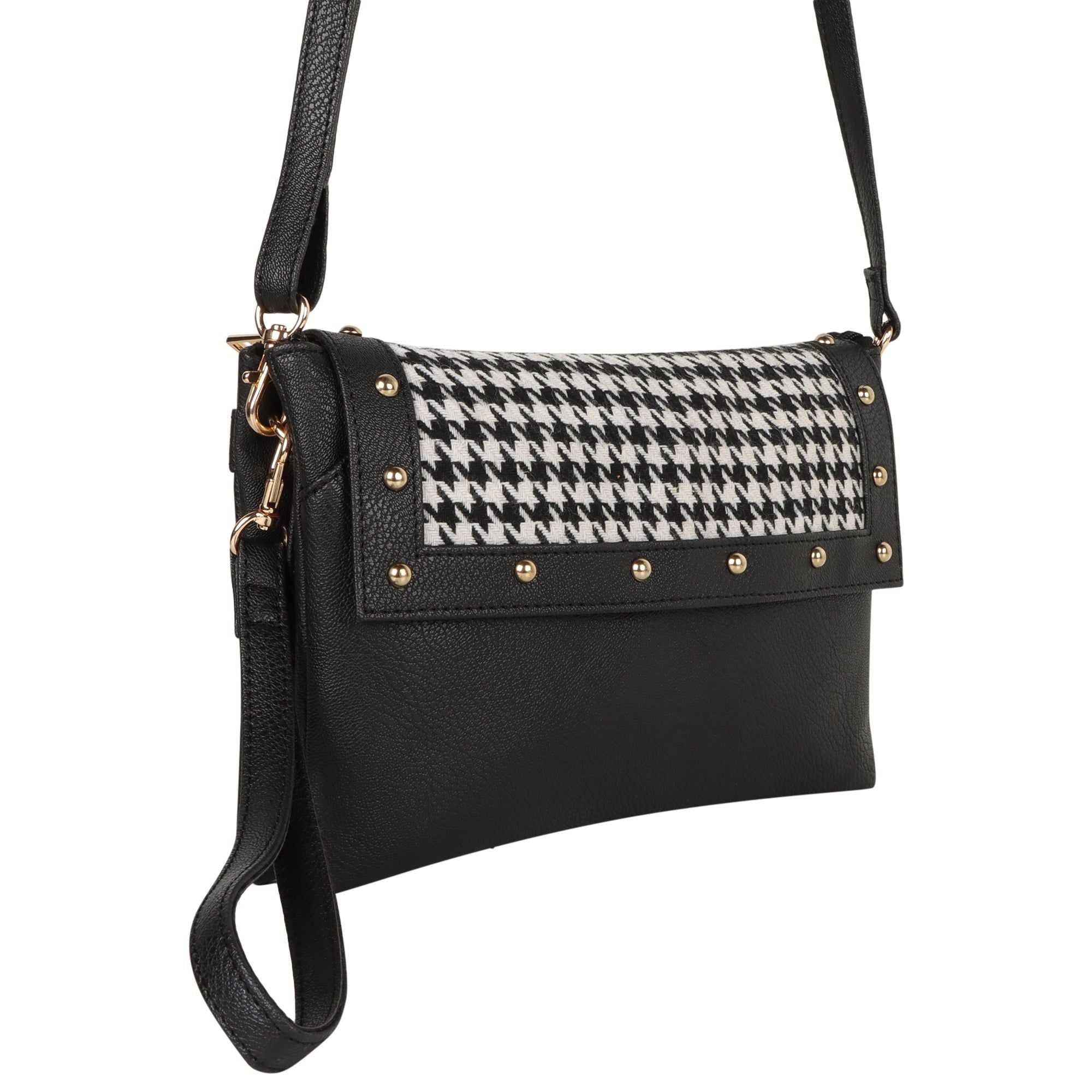 Millie Houndstooth Print Convertible Crossbody - BagNook