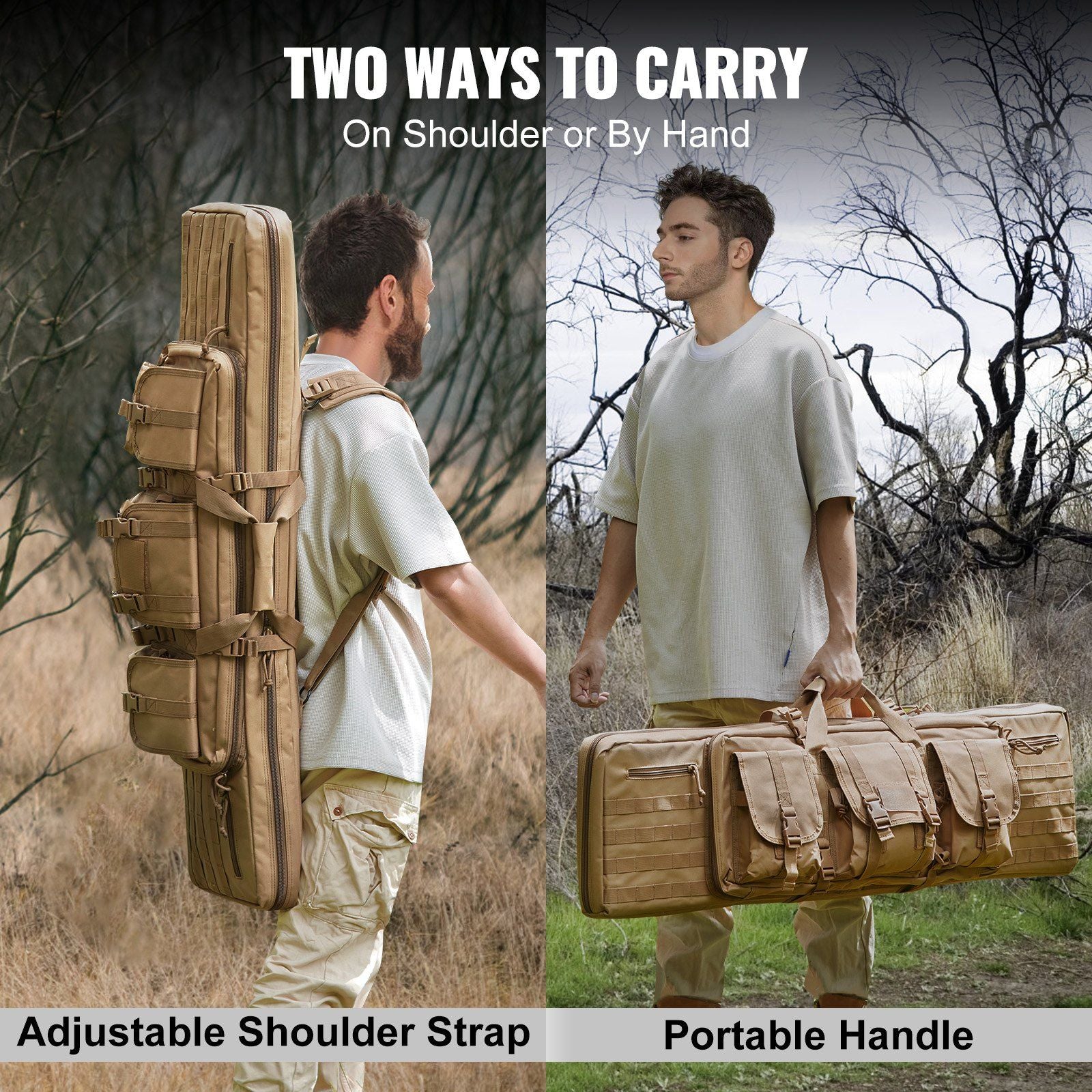 VEVOR Tact Range Bag, 36in w/Lockable Zipper - Brown - BagNook