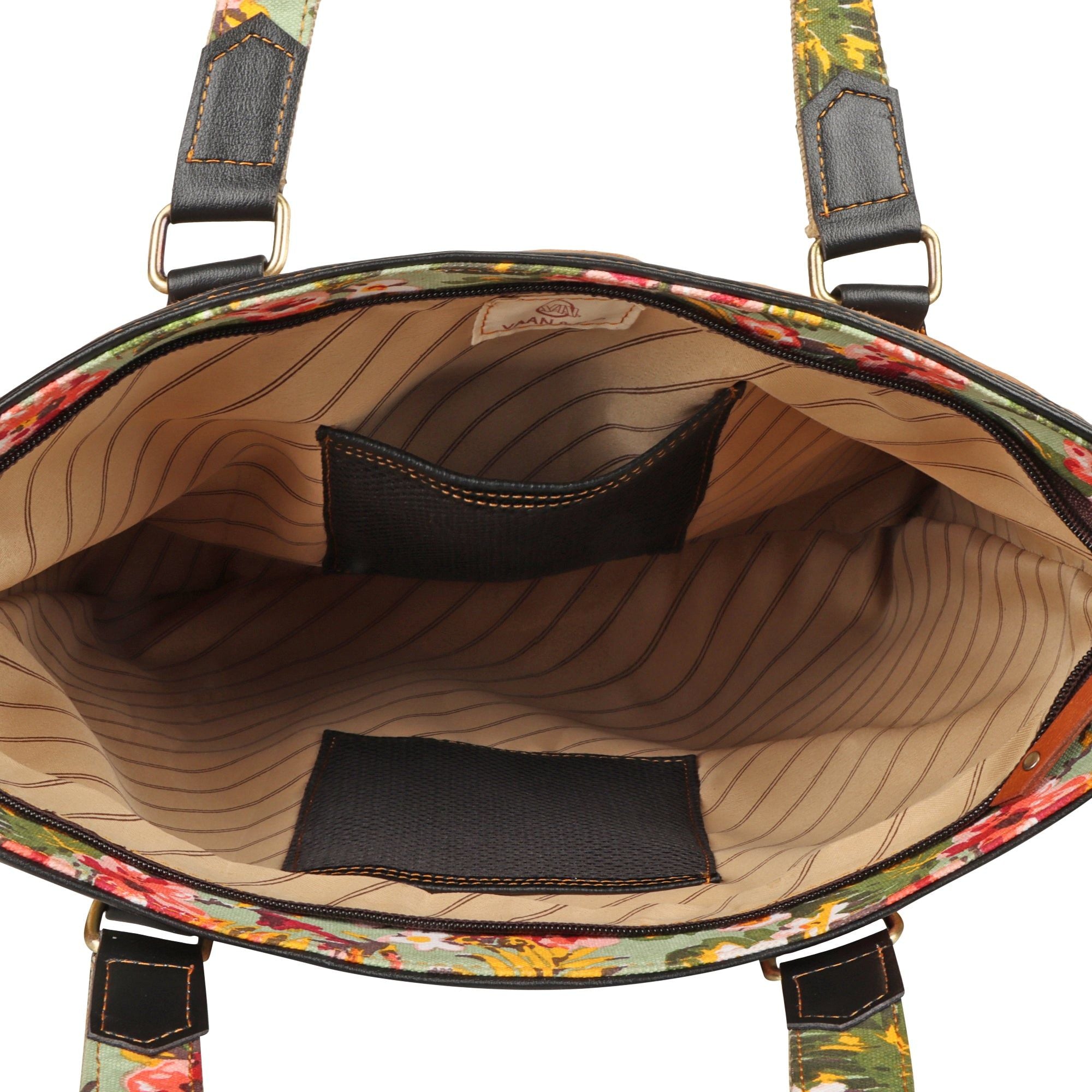 Mia Square Leather Tote Bag - Summer Jungle - Upcycled - BagNook
