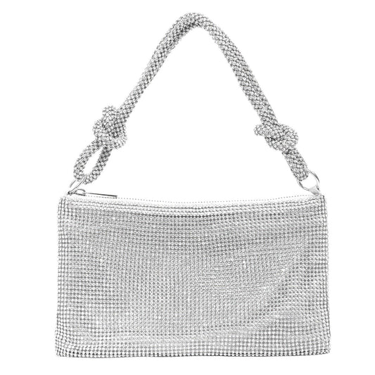 (silver)Glittery Rhinestone Evening Bag - BagNook