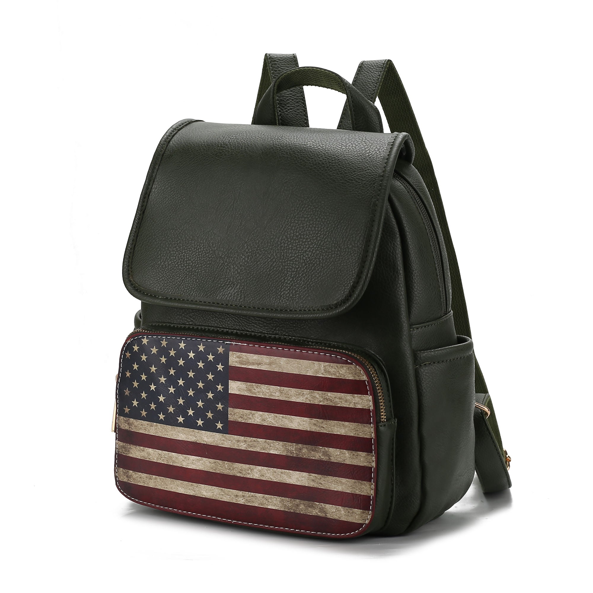 (green)Regina Vegan Leather FLAG Backpack by Mia K - BagNook