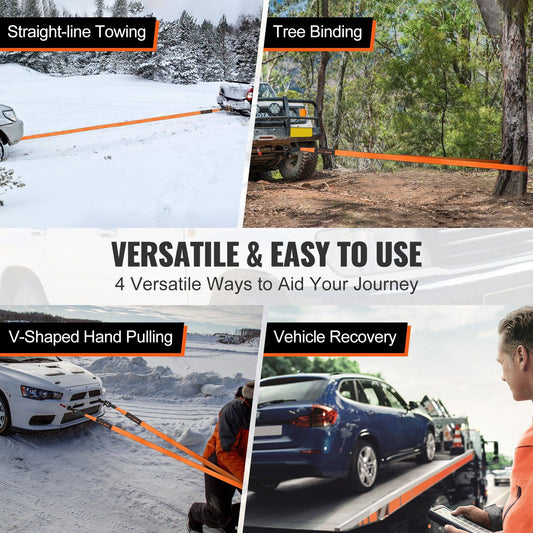 VEVOR Off-Road Winch Recovery Kit, 3" x 30' Heavy Duty 30,000lbs Tow Strap - BagNook