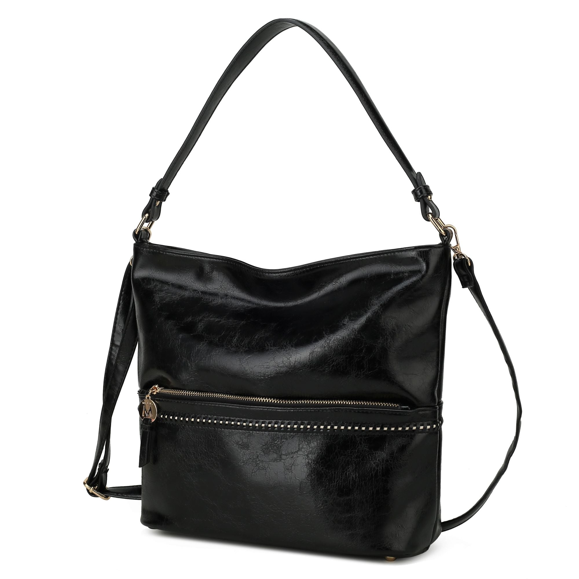(black)Sierra Hobo Handbag Vegan Leather by Mia K - BagNook