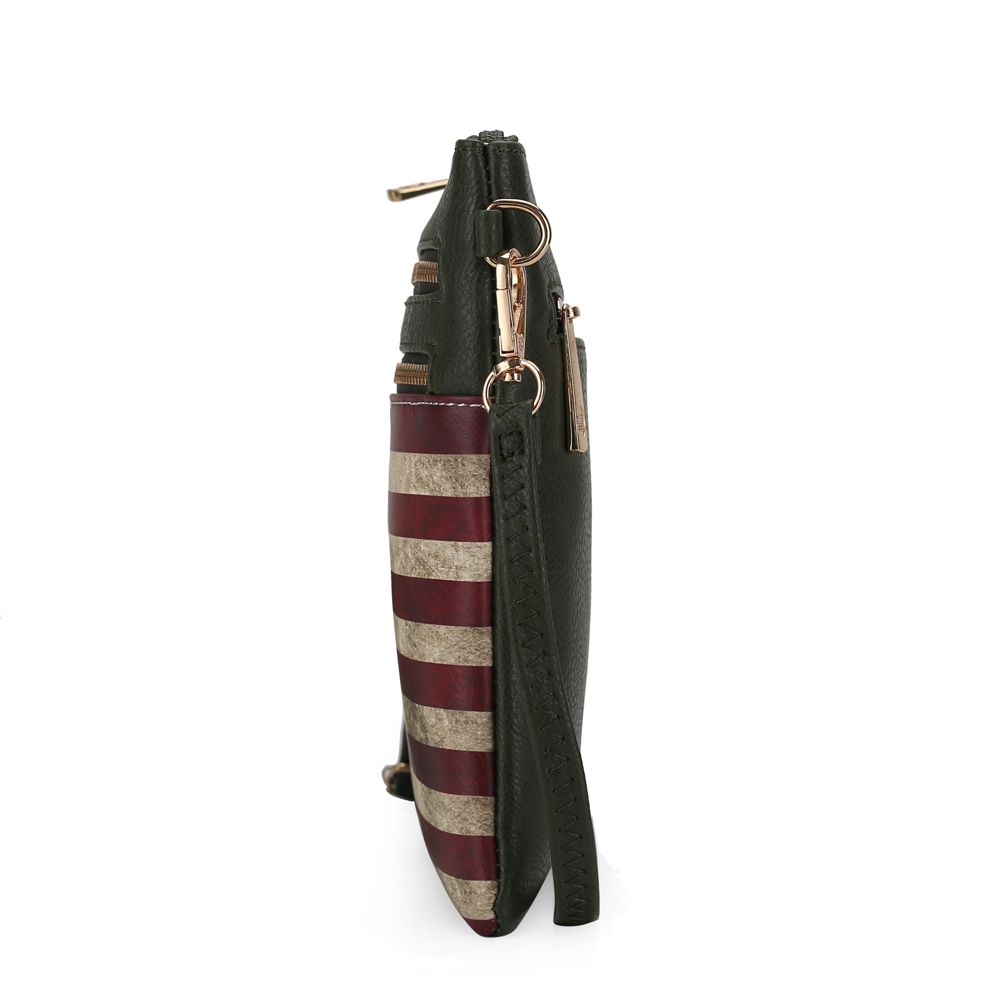 (green)Genesis Vegan Leather Flag Women Crossbody by Mia k - BagNook