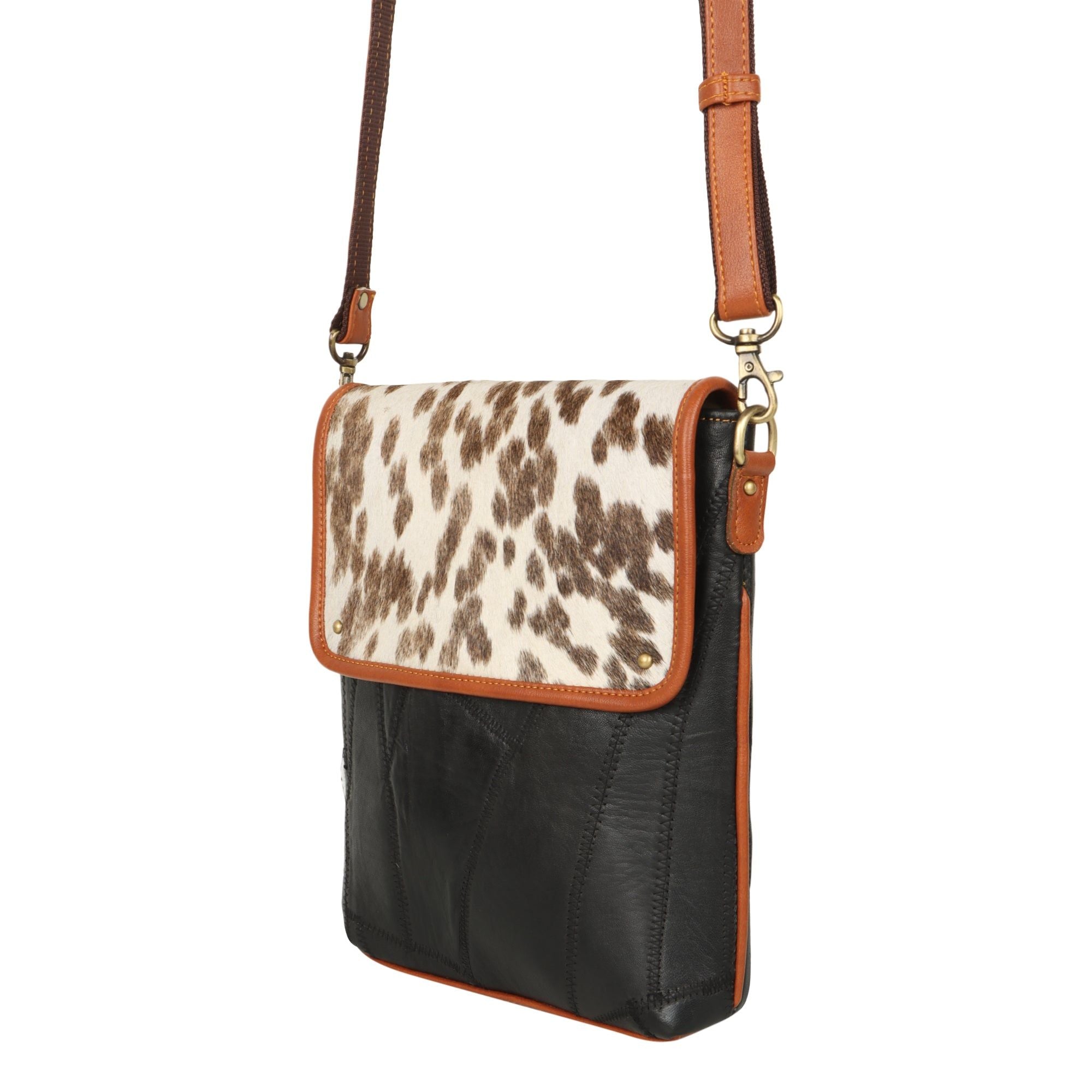 Cavalier Crossbody w/ Top Closure - Hairon - Upcycled Leather - BagNook