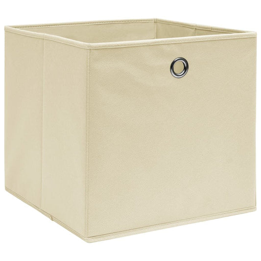 Storage Boxes 4 pcs Non-woven Fabric 11"x11"x11" - Cream - BagNook