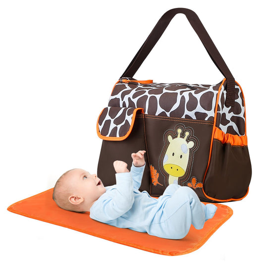 (giraffe_orange)Diaper Bag w/Changing Pad - BagNook