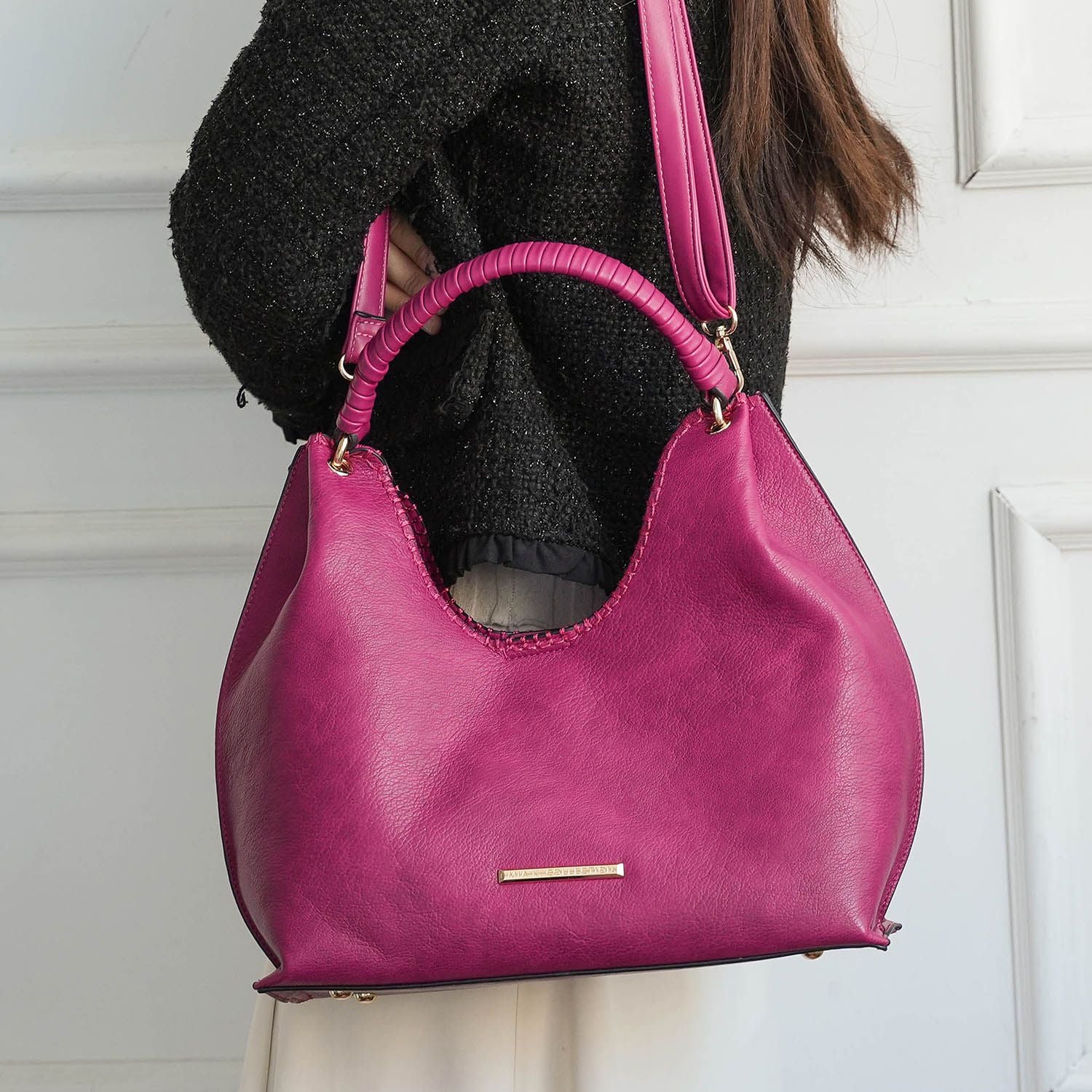 (fuchsia)Gara Versatile Shoulder Handbag by Mia K - BagNook