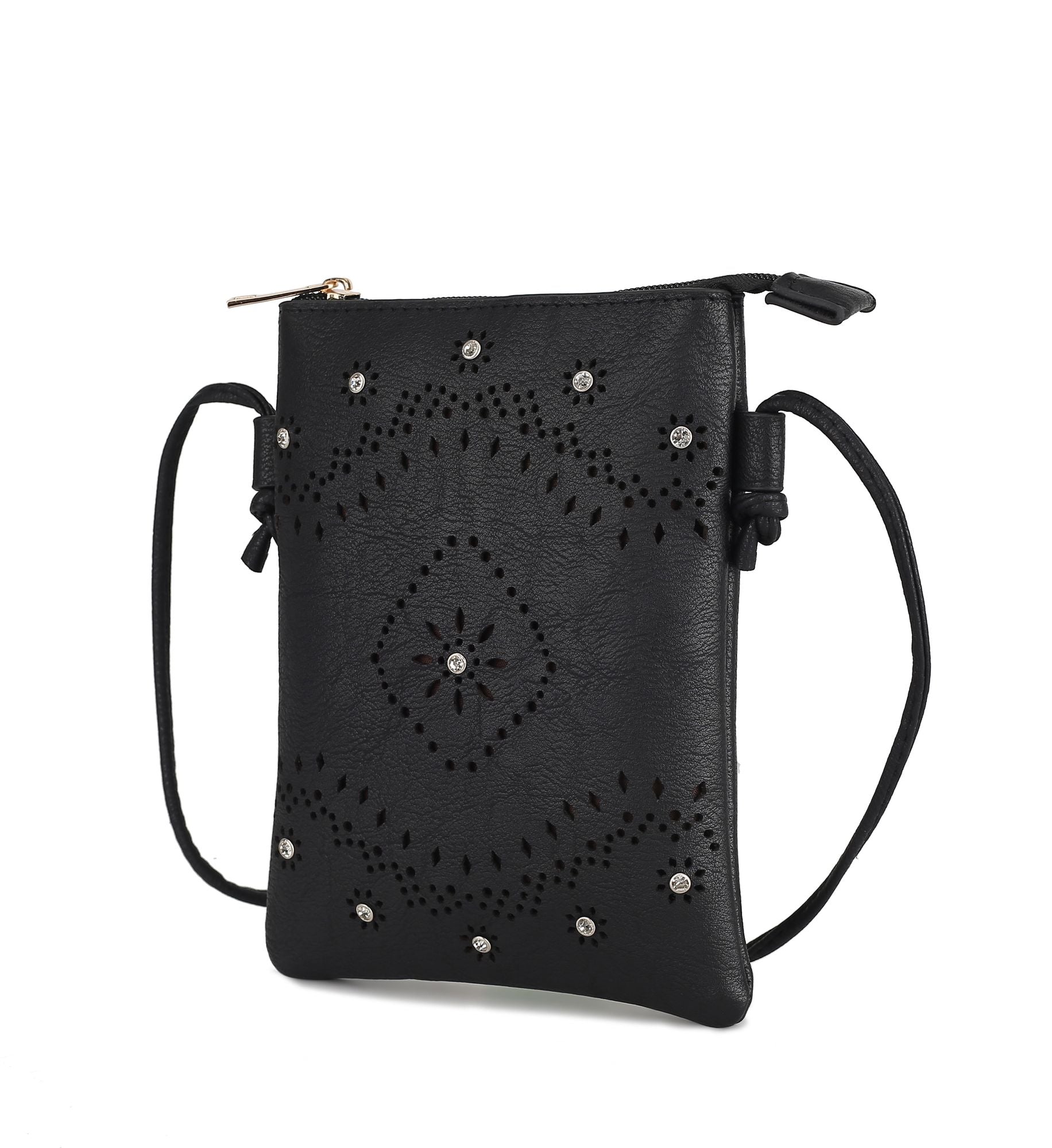 (black)Arlett Crossbody Vegan Leather Bag by Mia K - BagNook