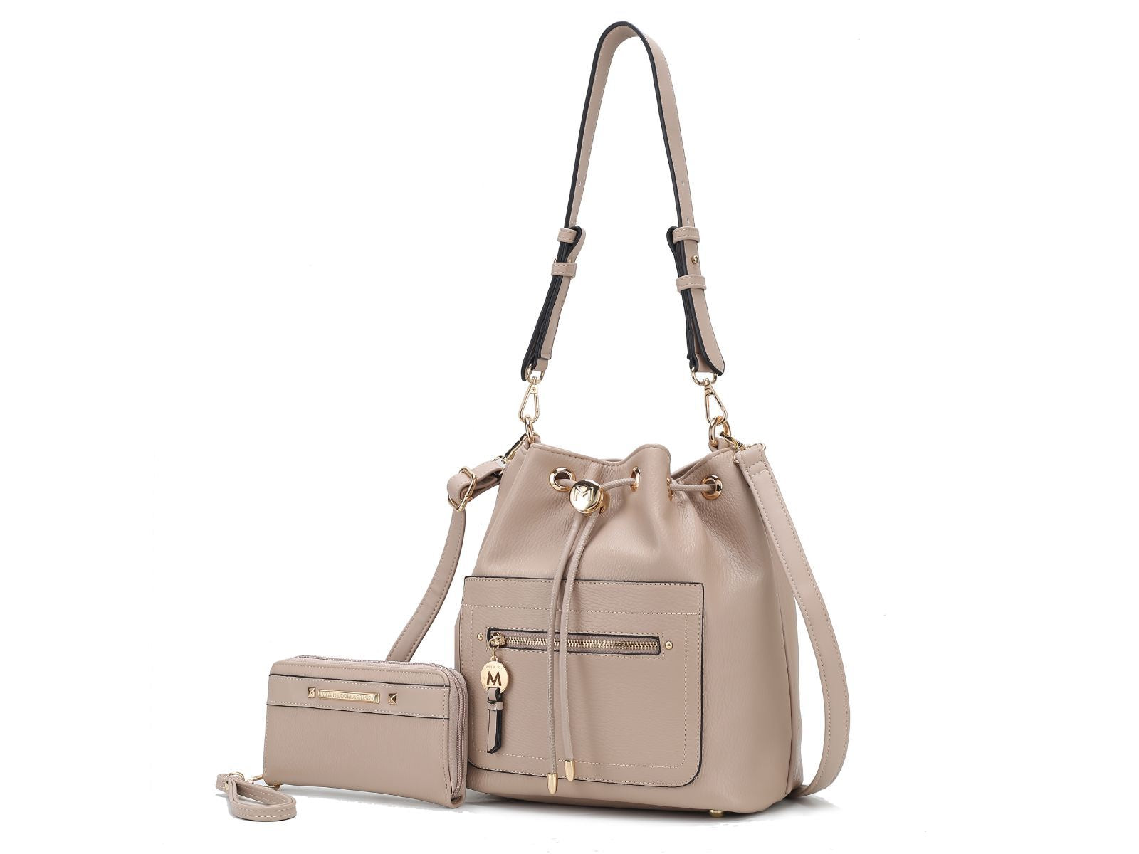 (taupe)Larissa Women's Bucket Bag with Wallet by Mia k - BagNook