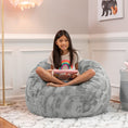 Load image into Gallery viewer, Jaxx Saxx 3 Ft Bean Bag Chair - Faux Fur - Silver - BagNook
