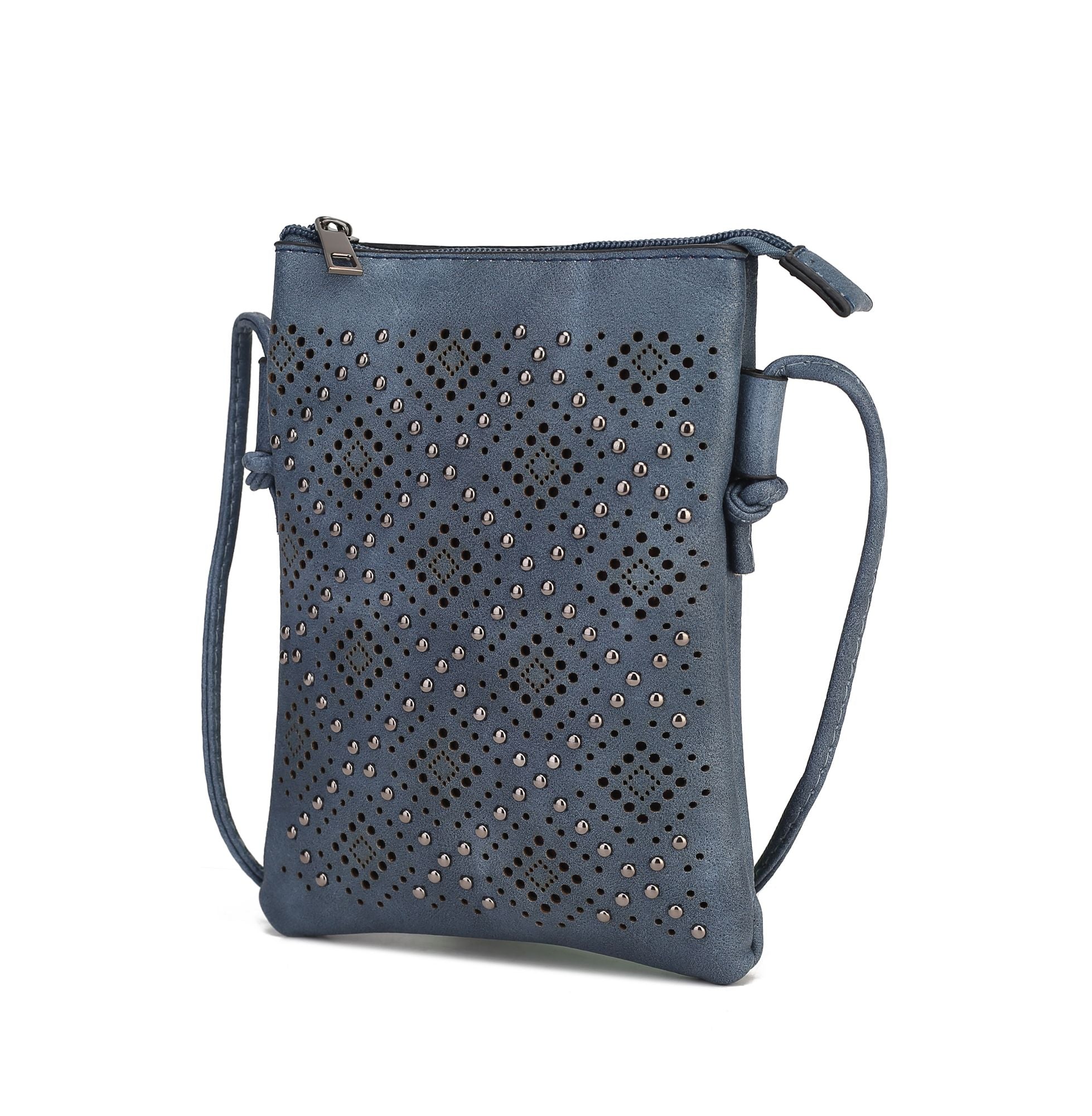 (dk blue)Leysha Vegan Leather Crossbody Handbag by Mia K - BagNook
