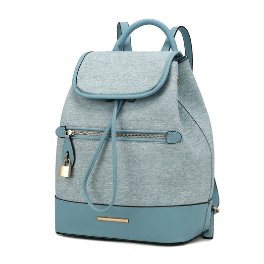 (denim)Porsha Vegan Leather Daypack by Mia K - BagNook