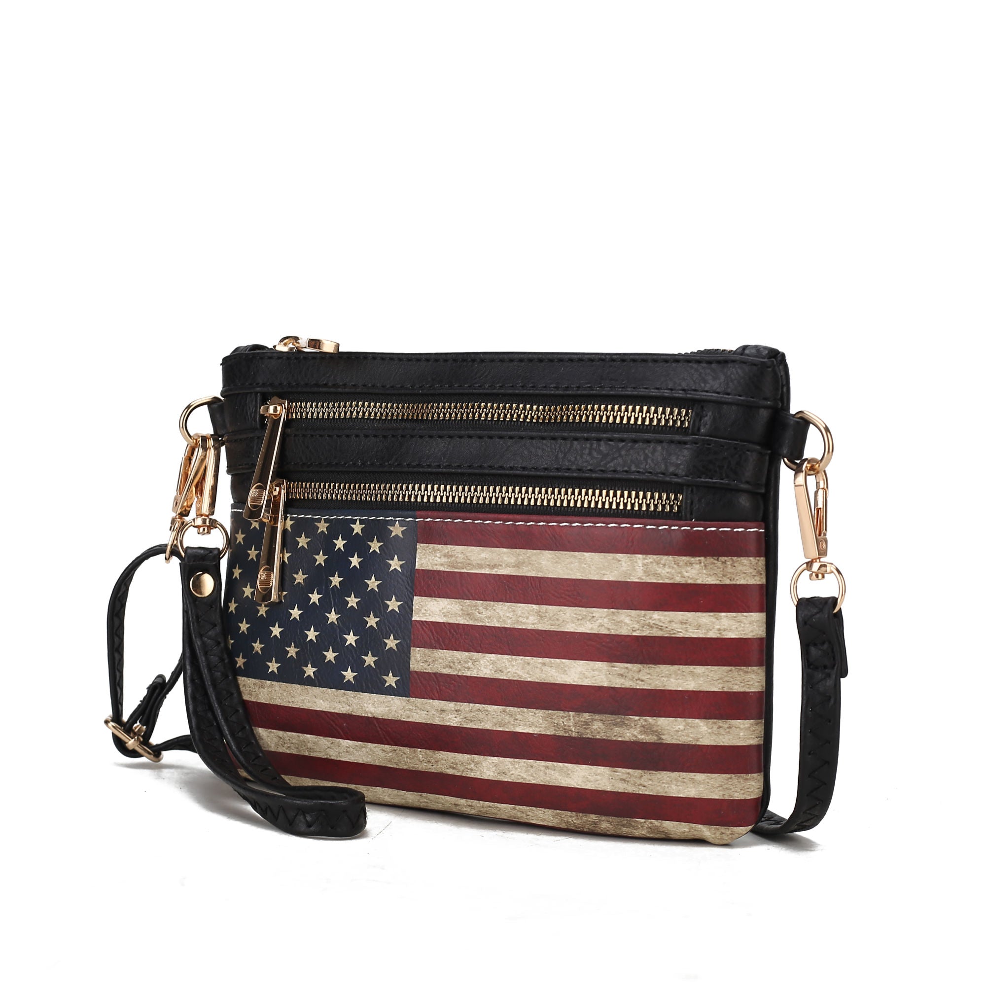 (black)Alisson Vegan Leather FLAG Crossbody Bag by Mia K - BagNook