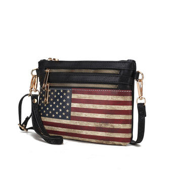 (black)Alisson Vegan Leather FLAG Crossbody Bag by Mia K - BagNook