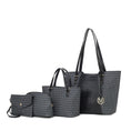 Load image into Gallery viewer, (black)Lippa M Signature Crocodile Embossed Tote Set by Mia K - BagNook
