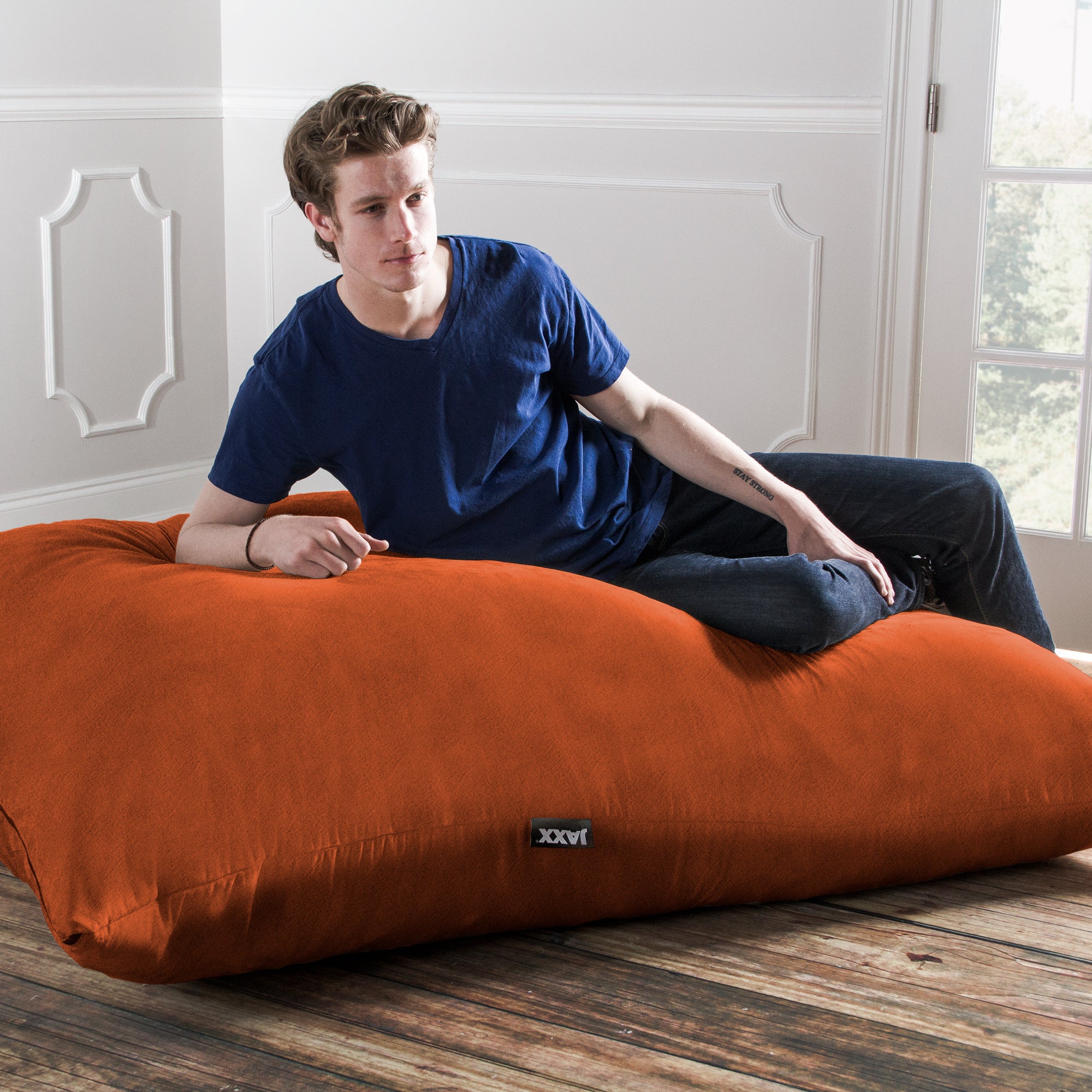 Jaxx 5.5 ft Pillow Saxx Bean Bag Pillow, Mandarin - BagNook